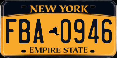 NY license plate FBA0946