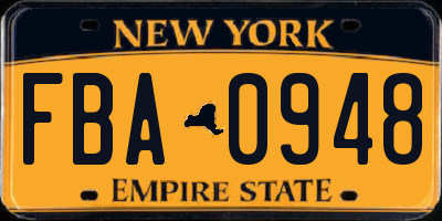 NY license plate FBA0948