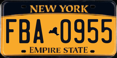 NY license plate FBA0955