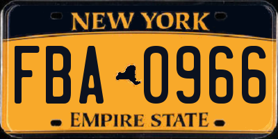 NY license plate FBA0966