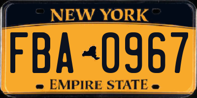 NY license plate FBA0967