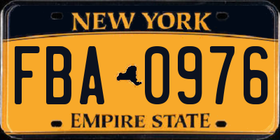 NY license plate FBA0976