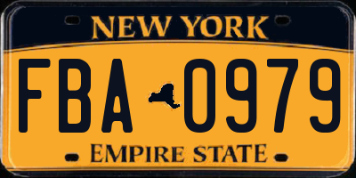 NY license plate FBA0979