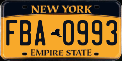 NY license plate FBA0993