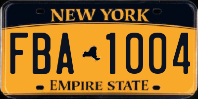 NY license plate FBA1004