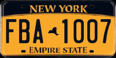 NY license plate FBA1007