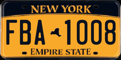 NY license plate FBA1008