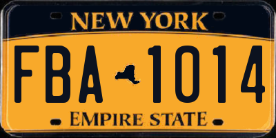 NY license plate FBA1014