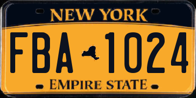 NY license plate FBA1024