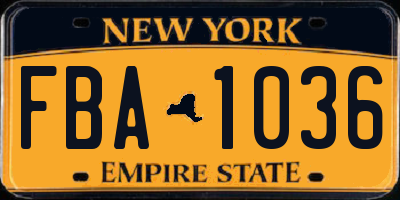 NY license plate FBA1036