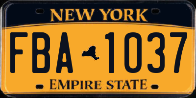 NY license plate FBA1037
