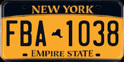 NY license plate FBA1038