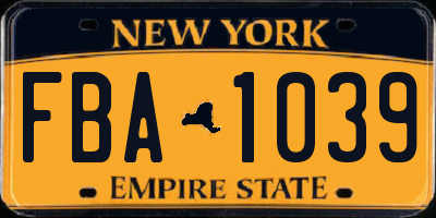 NY license plate FBA1039