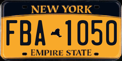NY license plate FBA1050