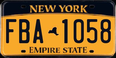 NY license plate FBA1058