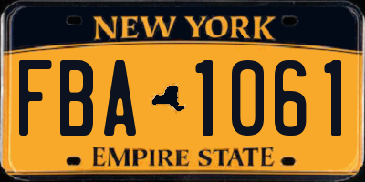 NY license plate FBA1061