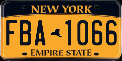 NY license plate FBA1066