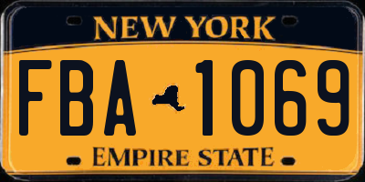 NY license plate FBA1069