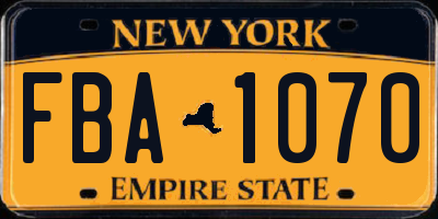 NY license plate FBA1070