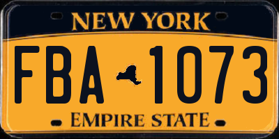 NY license plate FBA1073