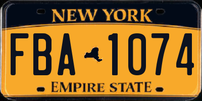 NY license plate FBA1074