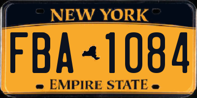 NY license plate FBA1084