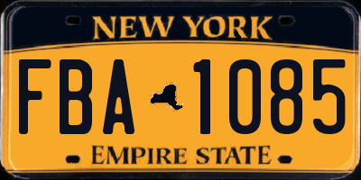 NY license plate FBA1085
