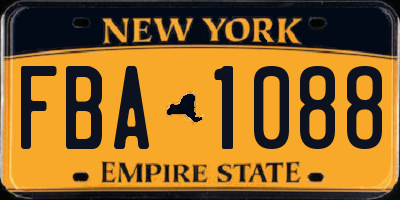 NY license plate FBA1088
