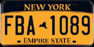 NY license plate FBA1089