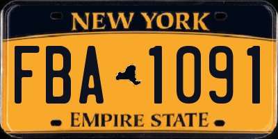 NY license plate FBA1091