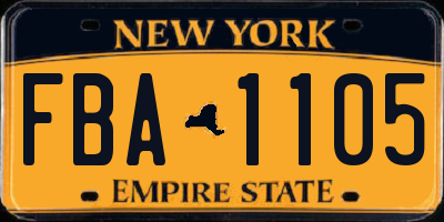 NY license plate FBA1105