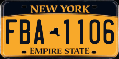 NY license plate FBA1106