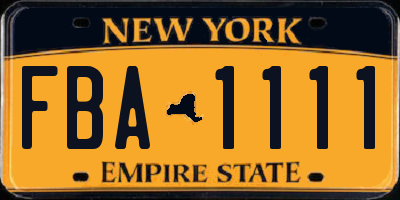 NY license plate FBA1111