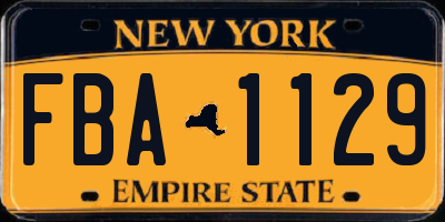 NY license plate FBA1129