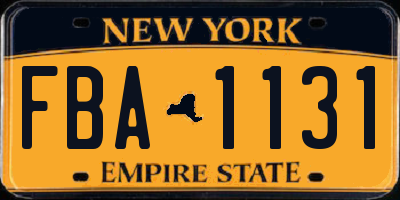 NY license plate FBA1131