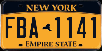 NY license plate FBA1141