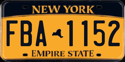 NY license plate FBA1152