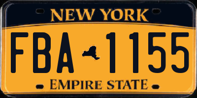 NY license plate FBA1155