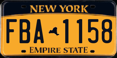 NY license plate FBA1158