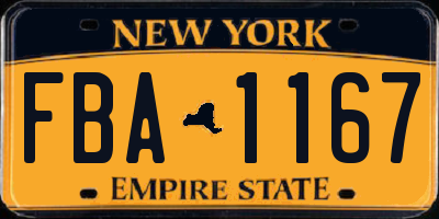 NY license plate FBA1167