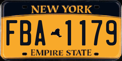 NY license plate FBA1179