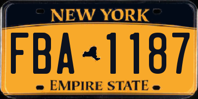 NY license plate FBA1187
