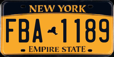 NY license plate FBA1189