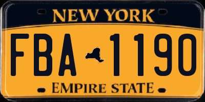 NY license plate FBA1190