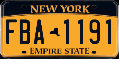 NY license plate FBA1191