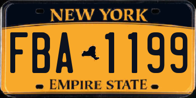 NY license plate FBA1199