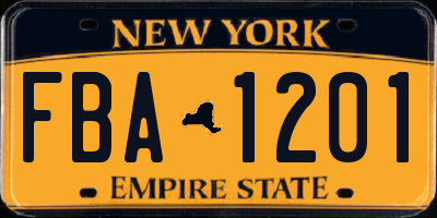 NY license plate FBA1201