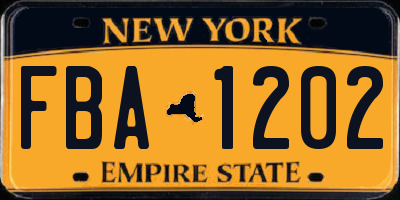 NY license plate FBA1202