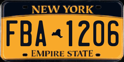 NY license plate FBA1206