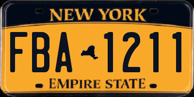NY license plate FBA1211